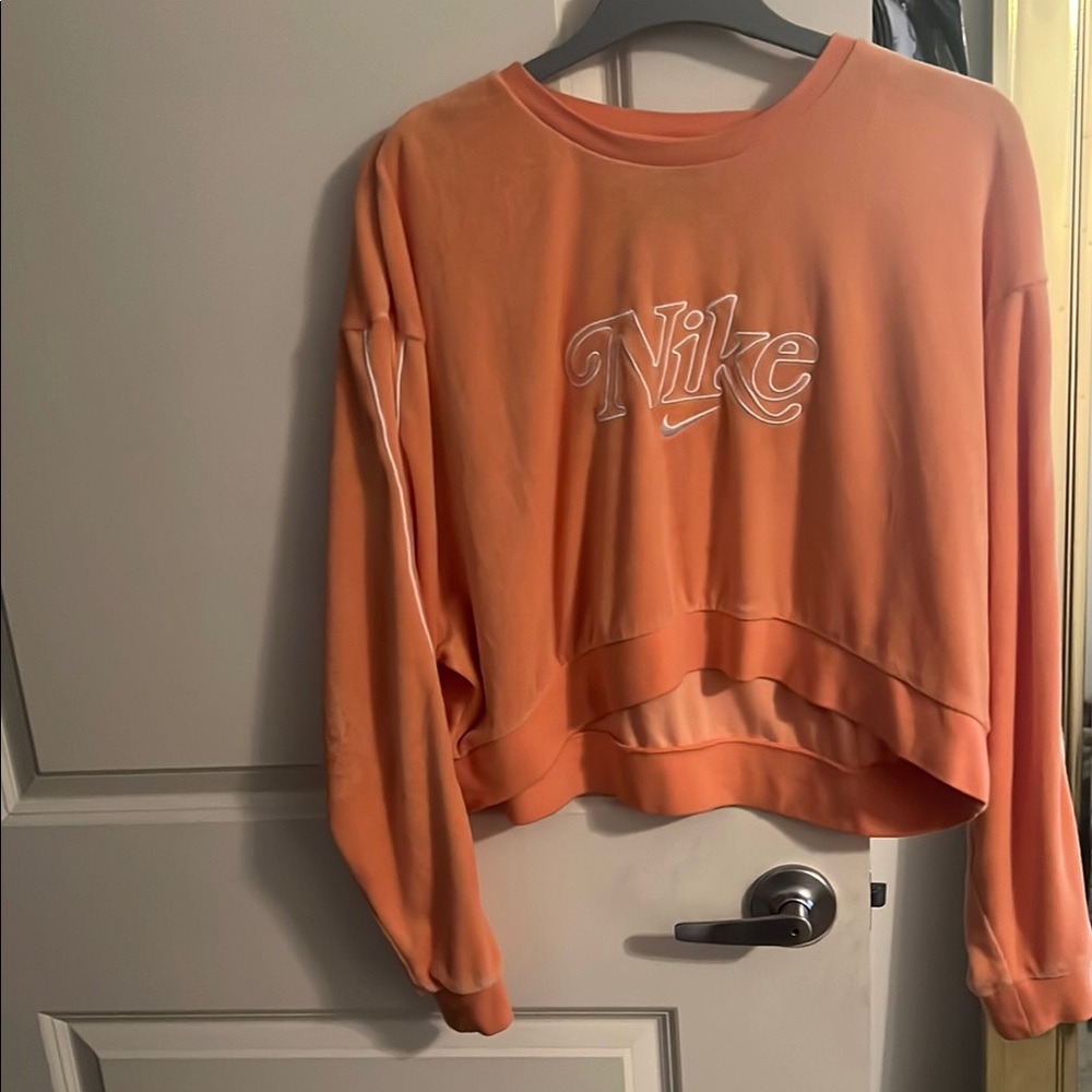 Nike Women's Orange Cropped Sweatshirt